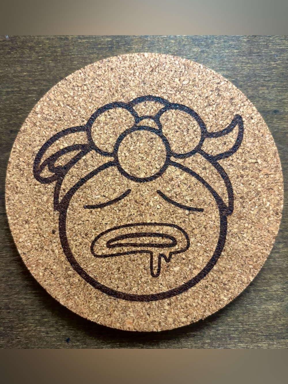 Pokemon Gloom Face Laser Engraved Cork Coaster